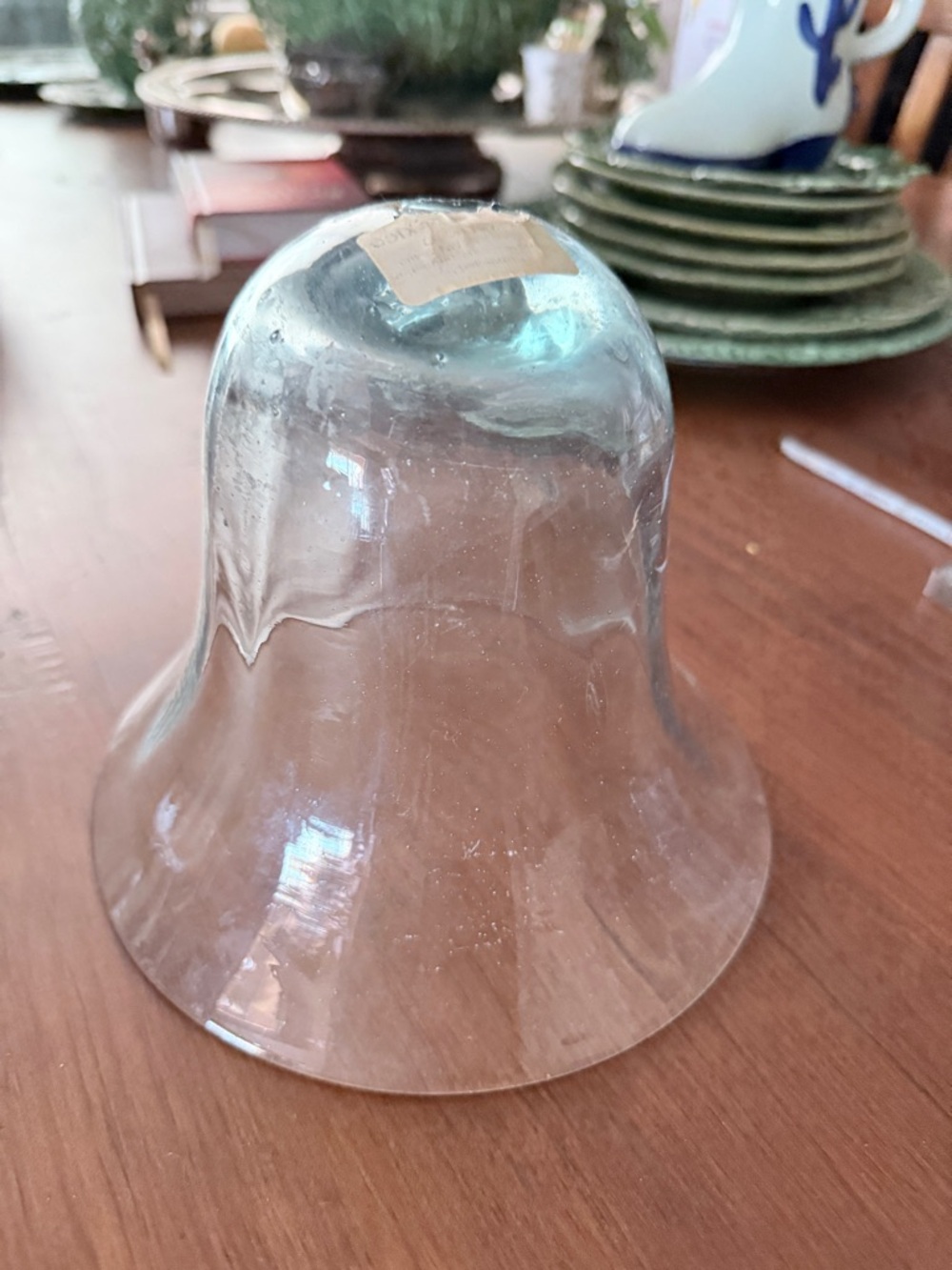 Vintage Hand Blown Glass Cloche Wavy Glass Dome French Country Decor 7x8